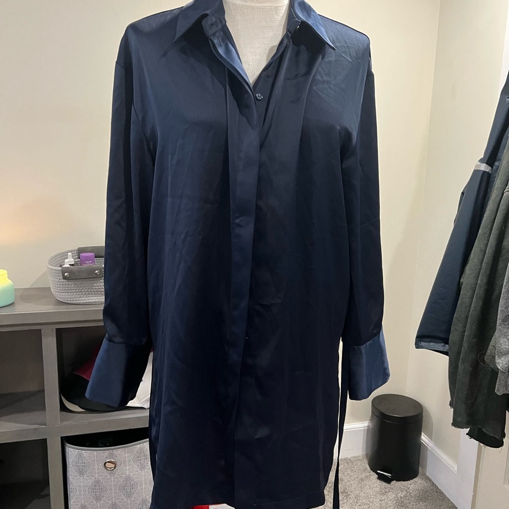 House of Harlow 1960 Navy Blue Shirt Dress